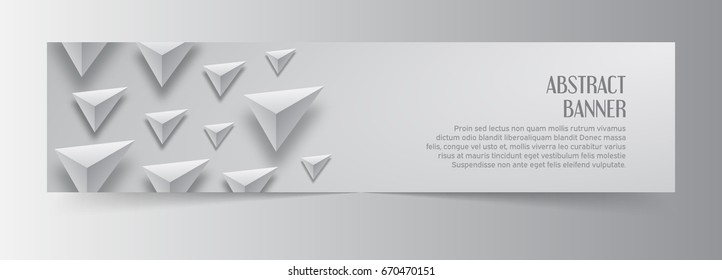 White polygonal background with pyramids. Abstract triangular banner. Vector design illustration.
