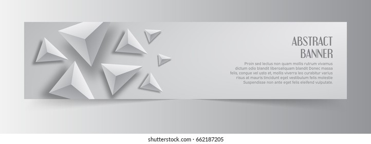White polygonal banner with pyramids. Abstract triangle background. Vector design illustration.