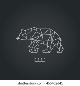 White polygonal bear and text with black gradient background