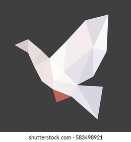 White polygonal bird on black background for icon design