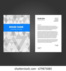 White polygonal with blue shapes Template corporate style. Mock-up vector design.