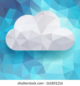 nube poligonal blanca sobre cielo azul