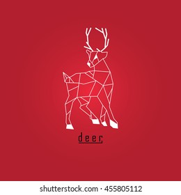 White polygonal deer and text with red background