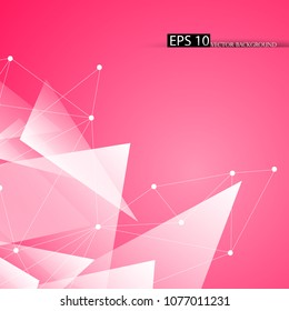 White polygonal elements on the pink background. Light easy backdrop. Vector, eps 10.