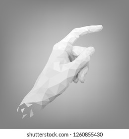 White Polygonal Human Hand, Index Finger, Triangular Origami