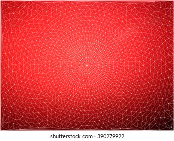 White polygonal line on red background