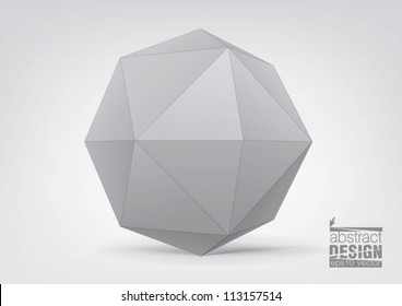 White polyhedron for graphic design. You can change colors, eps10 vector