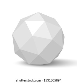 White polyhedron with shadow. Vector illustration.