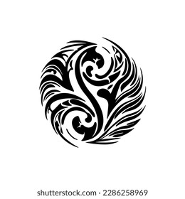 ﻿Black  white Polynesian tattoo style.