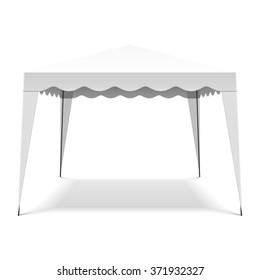 White Pop Up Gazebo, Canopy, Folding Tent. Vector.