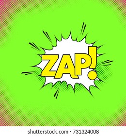White pop-art style explosion cloud with text zap retro background. Vector illustration