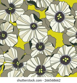 White poppies flowers pattern