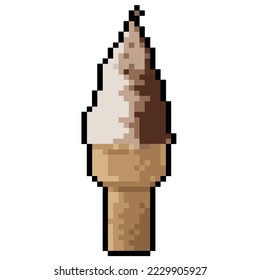 Helado de la Polinesia Blanca aislado de fondo blanco. Logo de Pixel Art. Ilustración vectorial. Elemento para diseño gráfico o de juegos.