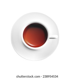 White porcelain Cup of black coffee on white background