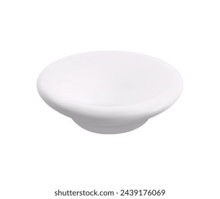 White porcelain deep plate, realistic 3D design. Ideal for culinary layouts, isolated vector template. Side view illustration of an empty ceramic dish for creative projects.