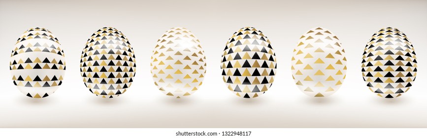 White porcelain Easter egg with gold and black decor