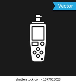 White Portable sensor icon isolated on black background.  Vector Illustration