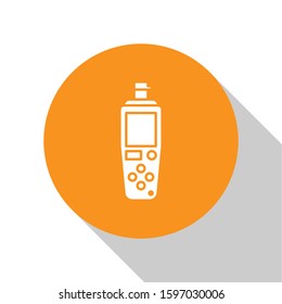 White Portable sensor icon isolated on white background. Orange circle button. Vector Illustration