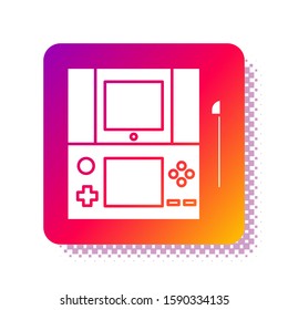 White Portable video game console icon isolated on white background. Gamepad sign. Gaming concept. Square color button. Vector Illustration