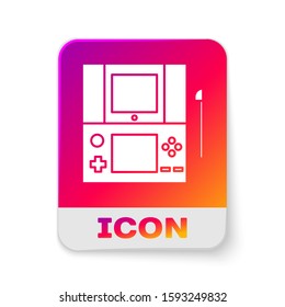 White Portable video game console icon isolated on white background. Gamepad sign. Gaming concept. Rectangle color button. Vector Illustration