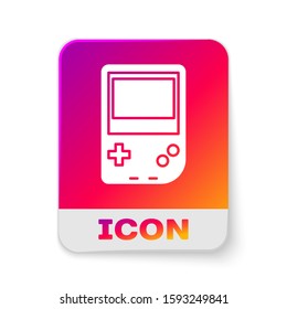 White Portable video game console icon isolated on white background. Gamepad sign. Gaming concept. Rectangle color button. Vector Illustration