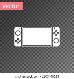 White Portable video game console icon isolated on transparent background. Gamepad sign. Gaming concept.  Vector Illustration