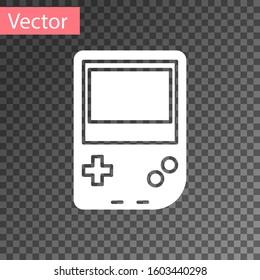 White Portable video game console icon isolated on transparent background. Gamepad sign. Gaming concept.  Vector Illustration