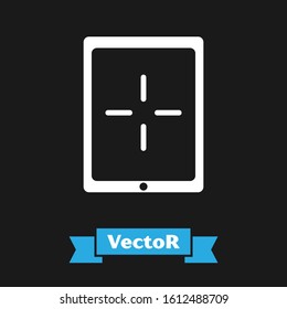 White Portable video game console icon isolated on black background. Gamepad sign. Gaming concept.  Vector Illustration