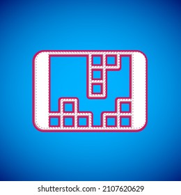 White Portable video game console icon isolated on blue background. Handheld console gaming.  Vector