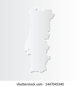 White Portugal map-countries. Vector paper map of Portugal on a gray background. Vector illustration.