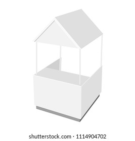 White POS POI blank retail stand stall bar display with roof. Mock up template ready for Your design