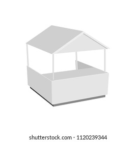 White POS POI blank retail stand stall bar display with roof. Mock up template ready for Your design