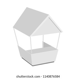 White POS POI blank retail stand stall bar display with roof. Mock up template ready for Your design