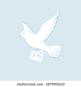 White post pigeon with letter