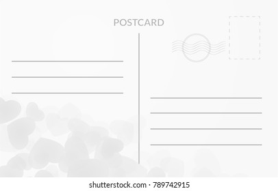 White postcard illustration with hearts on background