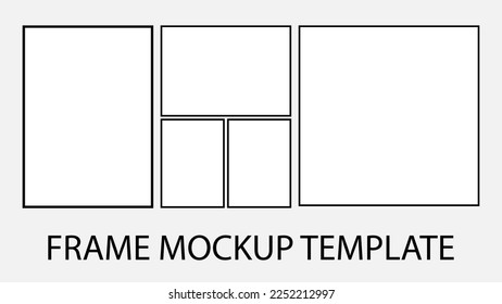 White poster with black frame mockup on white background