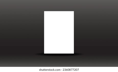 White poster with black frame mockup on grey wall