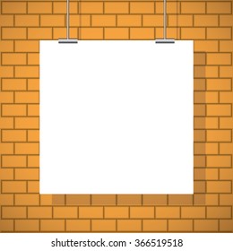 White poster. Blank paper poster on wall. White poster background, texture for your design