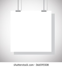 White poster. Blank paper poster on wall. White poster background, texture mock up for your design