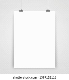 White poster frame mockup on grey wall