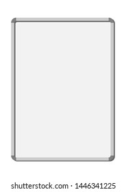 White poster with gray frame. Board mock up on wall. Blank A4 page. Isolated illustration.