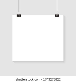 White Poster Hanging Mock Empty Paper Stock Vector (Royalty Free ...