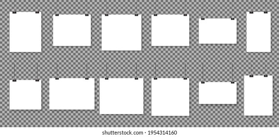 White poster hanging. Mock up empty paper blank