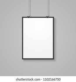 White poster mockup on grey wall