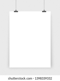 White poster mockup on grey wall