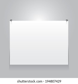 white poster on a grey wall. Vector background eps10