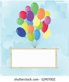 The white poster on which there can be an inscription, rises in air by balloons