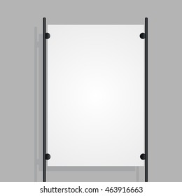 White poster sandwiched metal clasps