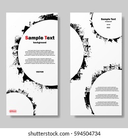 White posters with black grunge circle and sample text