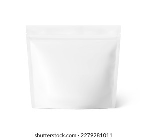 White pouch bag mockup. Vector illustration isolated on white background. Front view. Can be use for template your design, presentation, promo, ad. EPS10.	